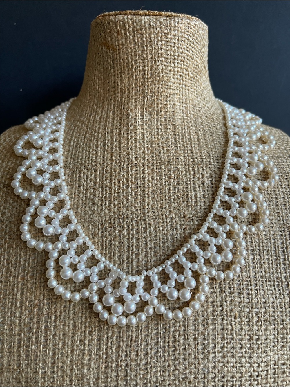 Classic Pearl Collar Necklace - White Faux Pearl